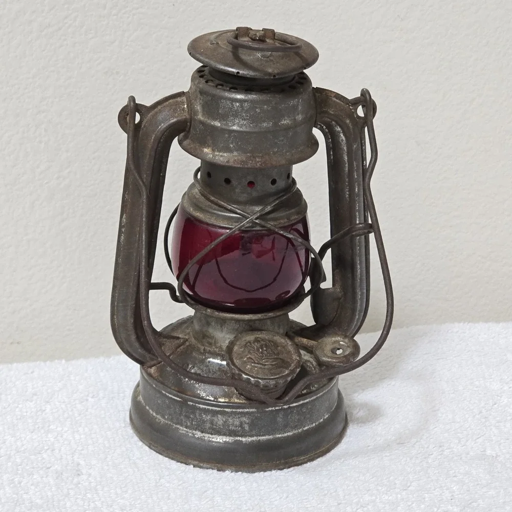 Feuerhand Atom 75 Storm Lantern Germany Schott Jena Ruby Red Jenaer Glas Antique